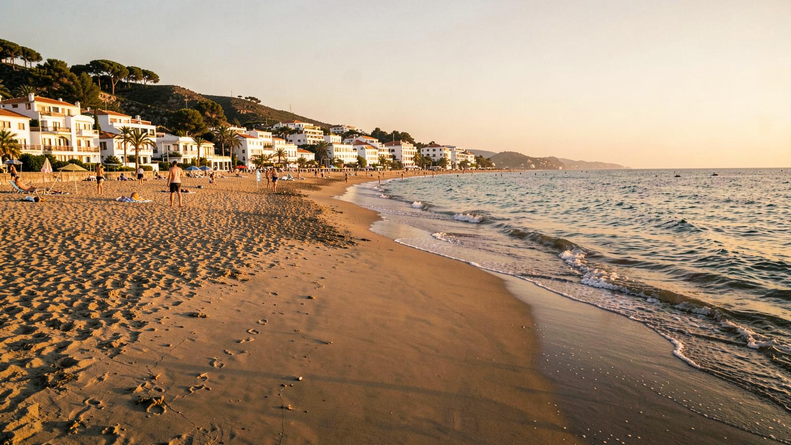 Ruhiger Strand an der andalusischen Küste im September mit wenigen Badegästen