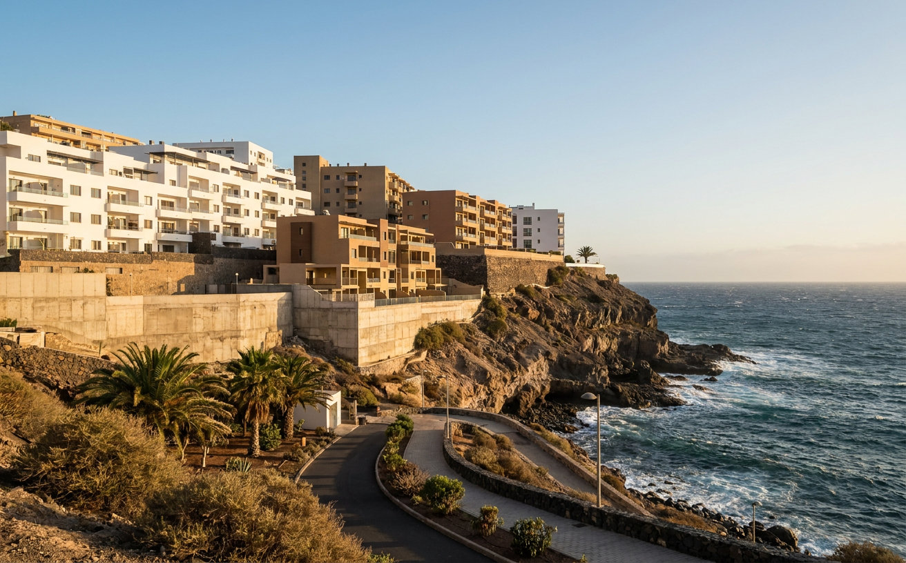 Wohnhäuser an der Küste von Gran Canaria als Symbol für ausländisches Kaufinteresse