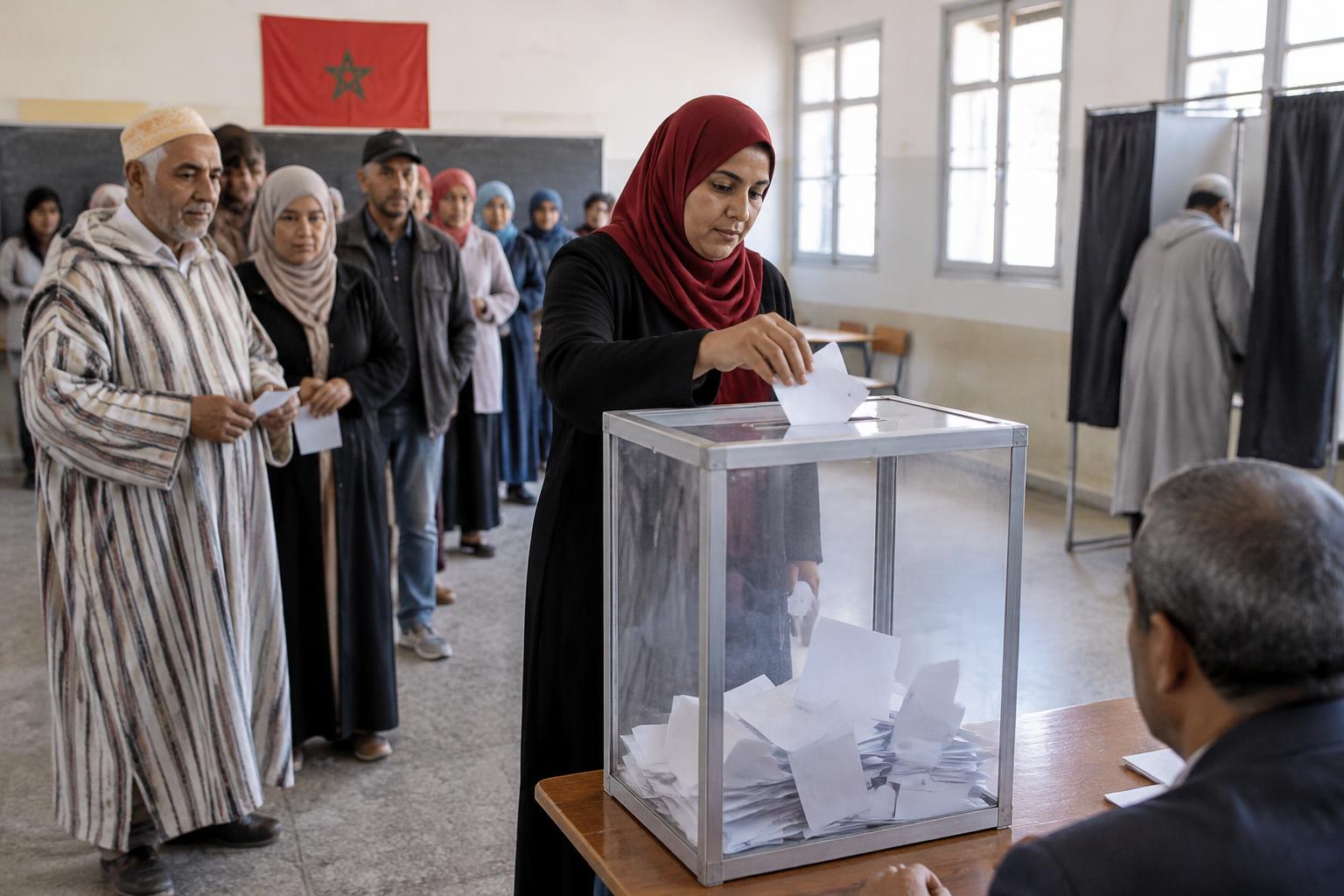 Wahllokal in Marokko am Tag der Parlamentswahl