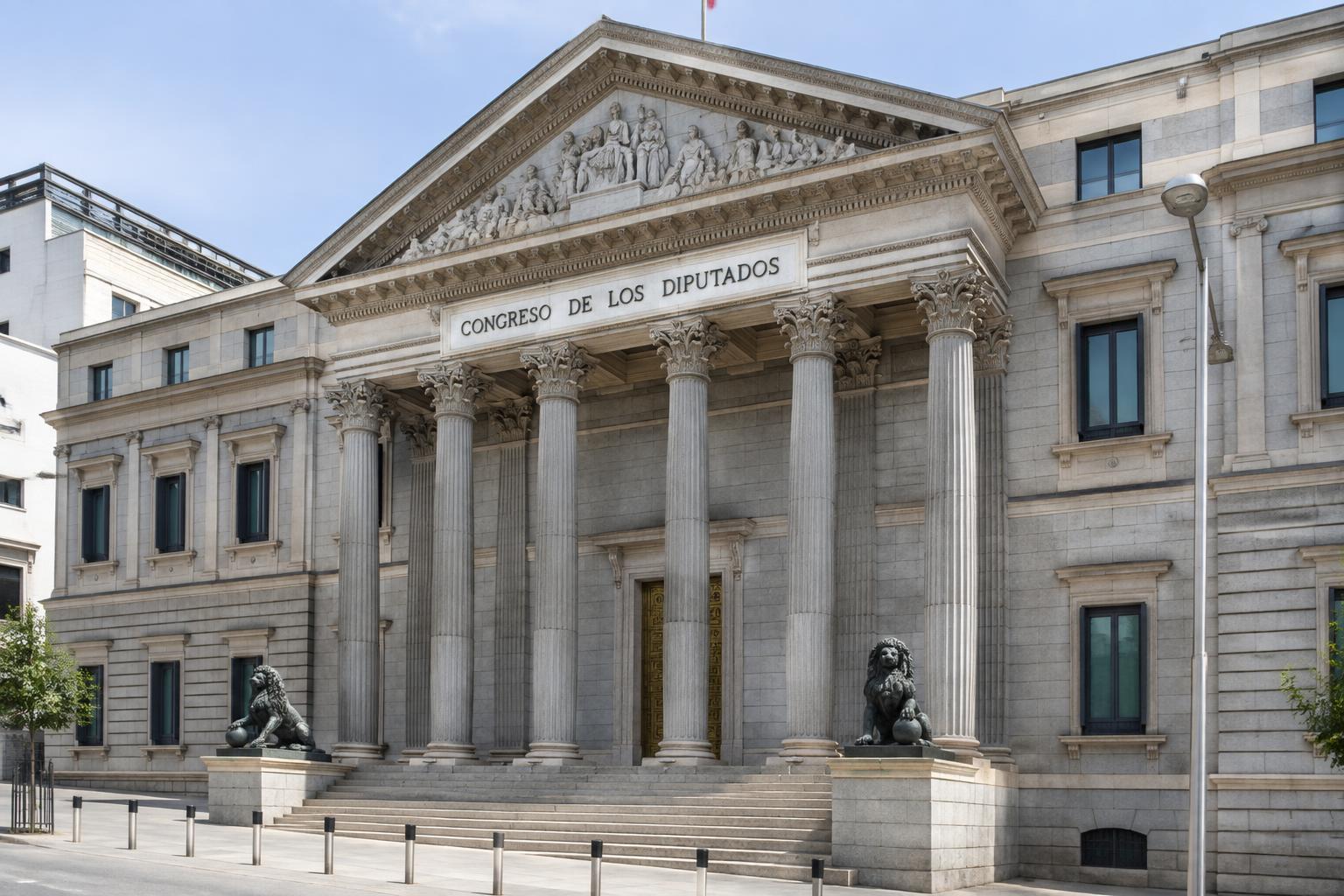 Blick auf den spanischen Abgeordnetenkongress in Madrid