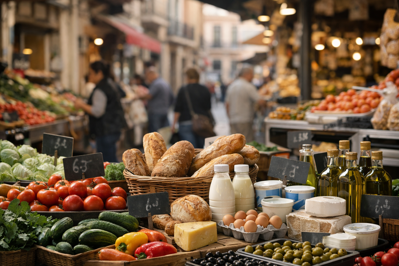 Lebensmittelpreise im Alltag in Spanien trotz sinkender Inflation