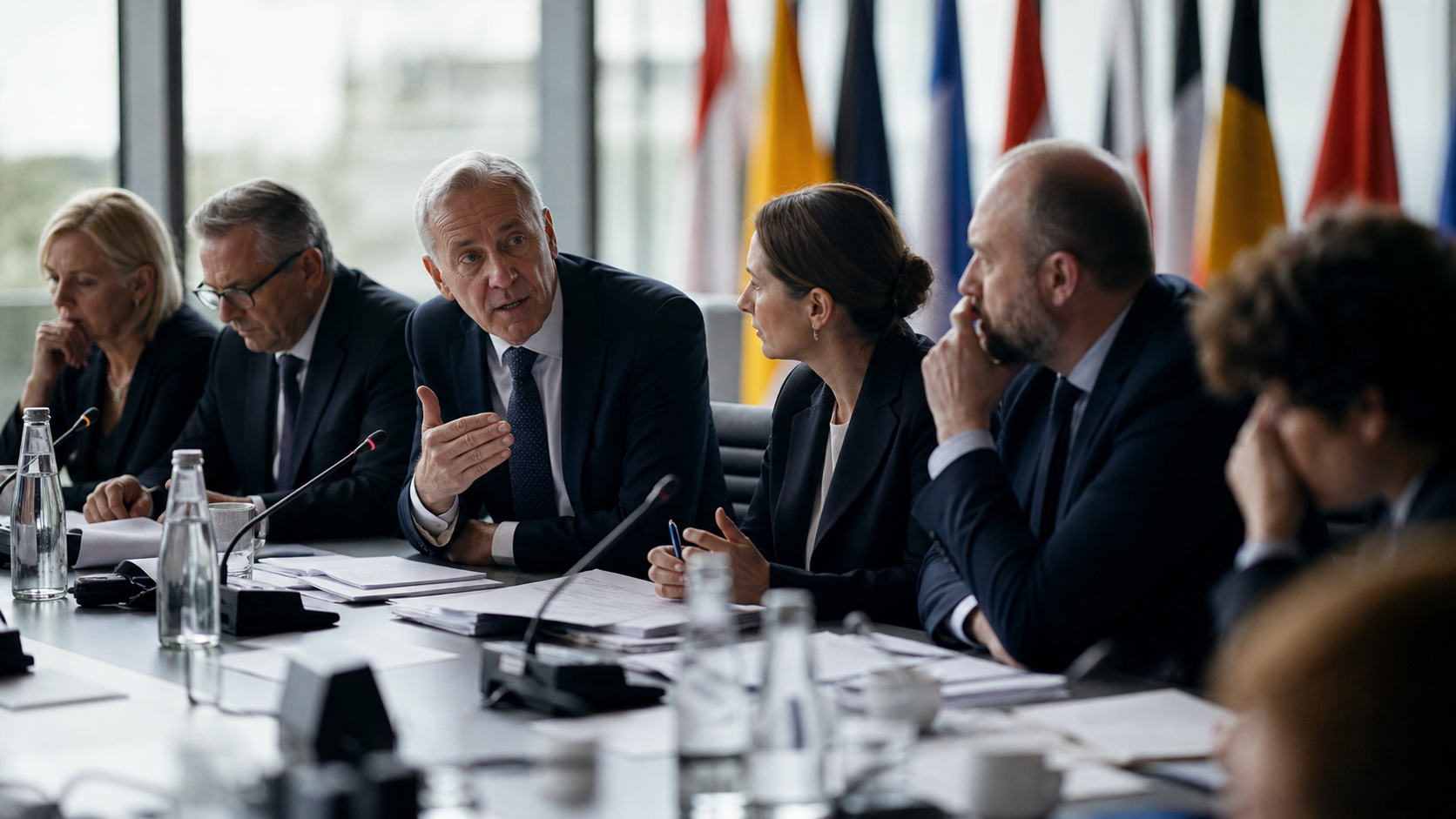 Politiker bei einem internationalen NATO-Treffen in Europa