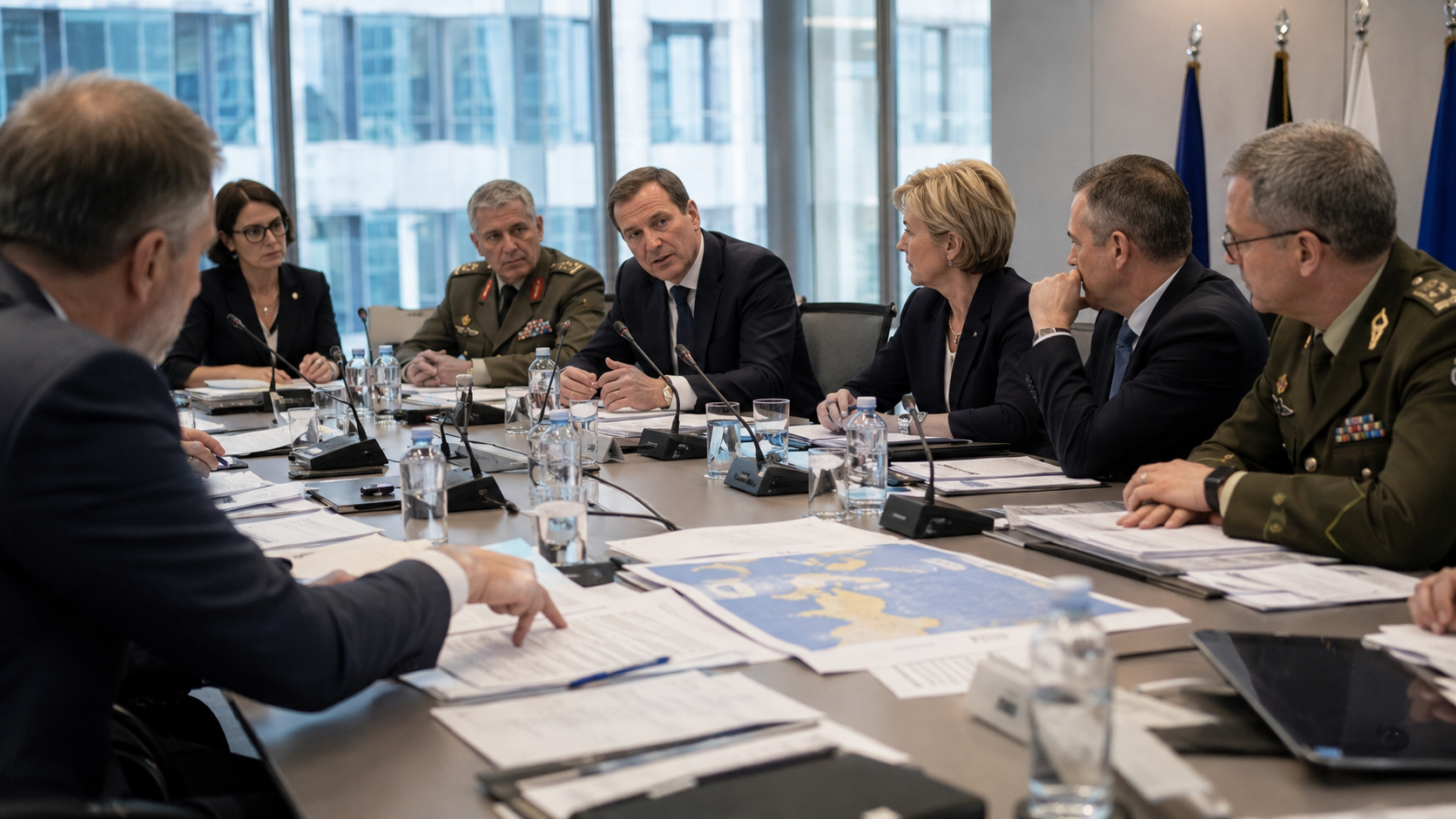 Politiker und Militärberater beraten bei einem europäischen Sicherheitstreffen über EU-Verteidigung und NATO-Abhängigkeit