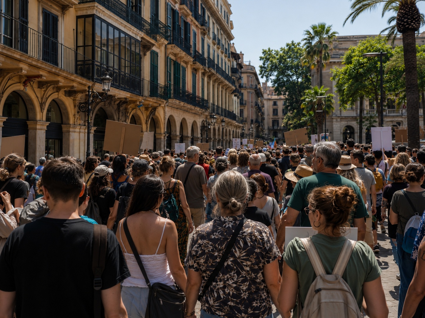 Menschen demonstrieren in Palma de Mallorca gegen Massentourismus