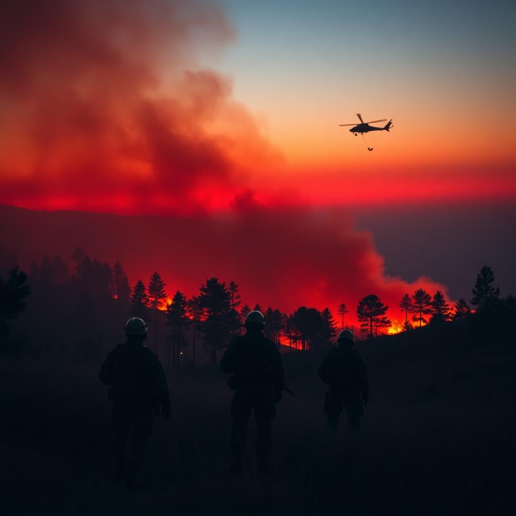 Feuerwehrleute kämpfen gegen einen großen Waldbrand nordöstlich von Madrid